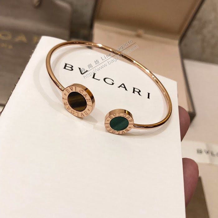 Bvlgari飾品 寶格麗天然孔雀石雙面翻轉手鐲  zgbq3013